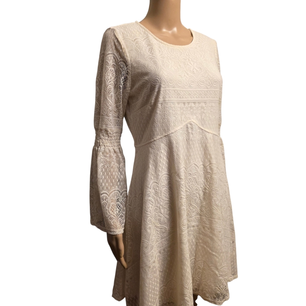 My Michelle Elegant Lace White A-line Dress Size L